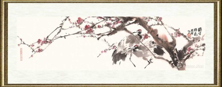 陈葆棣_鹤守梅花 横幅小品